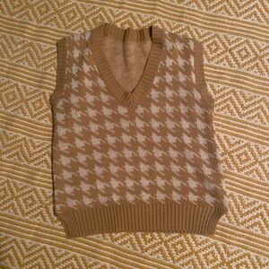 Tan and white sweater vest